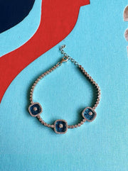 Alissa Aria Square Evil Eye Bracelet-Bracelet-Alissa-Three Stone Silver-Emila-1