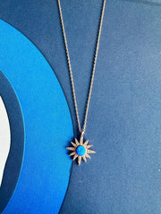 Alissa Blue Enamel Star Pave Necklace-Emila-Emila-1