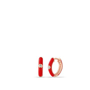 Alissa Enamel Huggie Hoop Earrings-Earrings-Alissa-Red-Emila-1