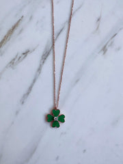 Alissa Green Enamel Clover Necklace-Alissa-Emila-1