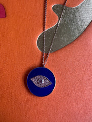 Alissa Navy Enamel Evil Eye Necklace-Necklace-Alissa-Emila-2