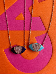 Alissa Navy Enamel Heart Necklace-Alissa-Emila-1