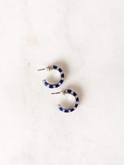 Alissa Navy Enamel Hoops-Earrings-Alissa-Rose Gold-Emila-1