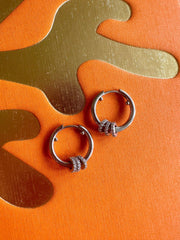 Alissa Silver Hoops With Mini Pave Stones-Earring-Alissa-Emila-1
