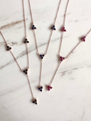 Alissa Triple Stone Lariat Necklace-Necklace-Alissa-Pink-Emila-1