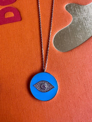 Alissa Turquoise Enamel Eye Necklace-Necklace-Alissa-Emila-1