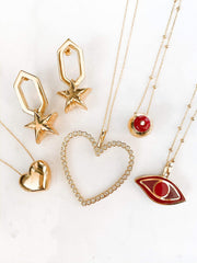 Mers Enamel Evil Eye Necklace-Necklace-Mers-Brown and Pearl Enamel-Emila-4
