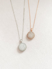 Alissa Daniella Round Pave Necklace-Necklace-Alissa-Silver-Emila-1