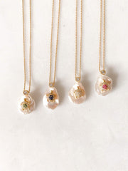 Alissa Mother of Pearl Mini Turtle Necklace-Necklace-Emila-Pink-Emila-1