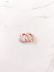 Alissa Pastel Enamel Huggie Hoop Earrings-Earrings-Alissa-Pink-Emila-2