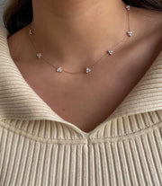 Alissa Triple Stone Rose Gold Necklace-Necklace-Alissa-Emila-1