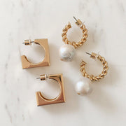 Dannijo Ryder Gold Chunky Square Hoops-Earrings-Dannijo-Emila-1