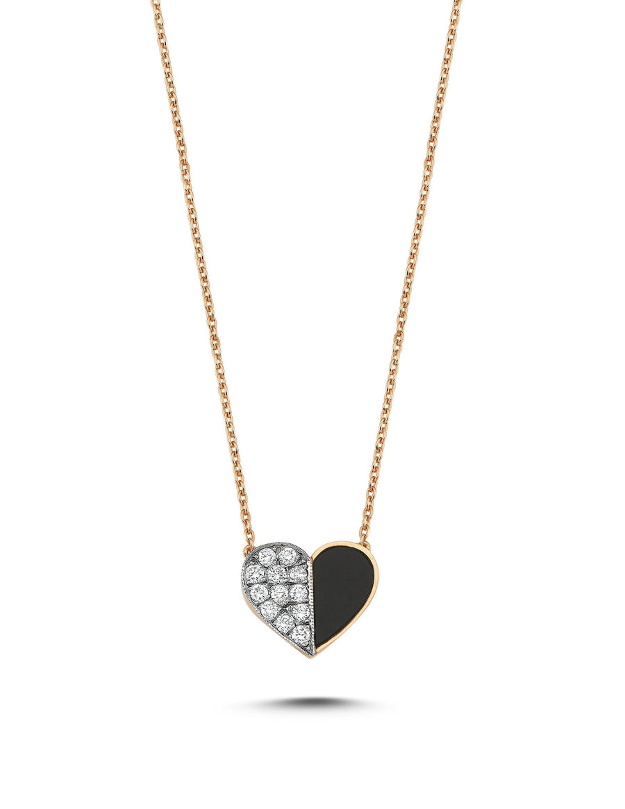 Melis Goral Onyx and Diamond Heart Necklace-Necklace-Melis Goral-Emila-1
