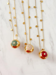 Mers Enamel Ball Pendant Necklace-Necklace-Mers-Nude-Emila-1