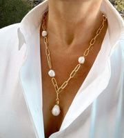 Mia Perlo Baroque Pearl Drop Necklace-Necklace-Mia Perlo-Emila-1