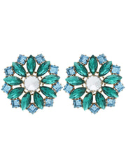 Ninon Maksim Aqua & Emerald Crystal Earrings-Earrings-Ninon-Emila-1