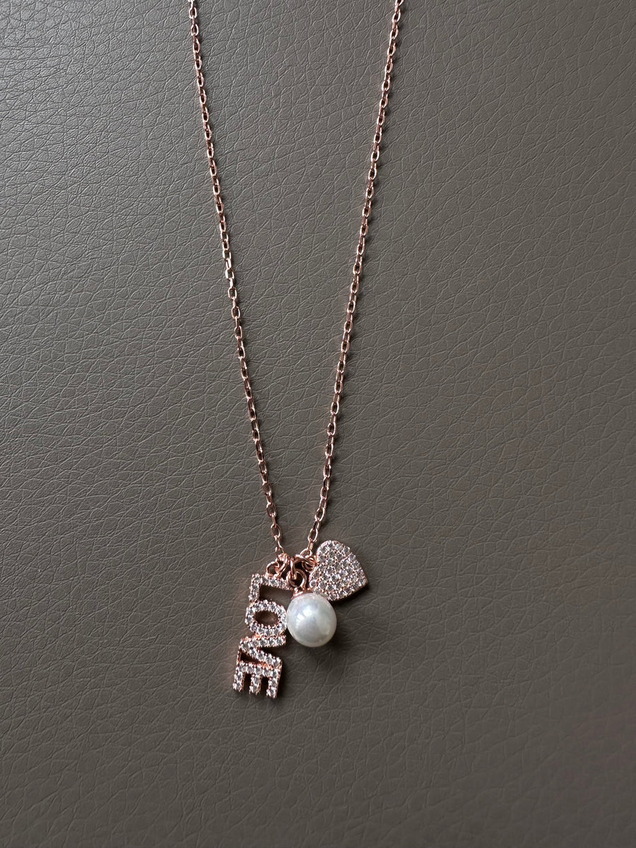 Alissa Rose Gold Love Pearl Necklace