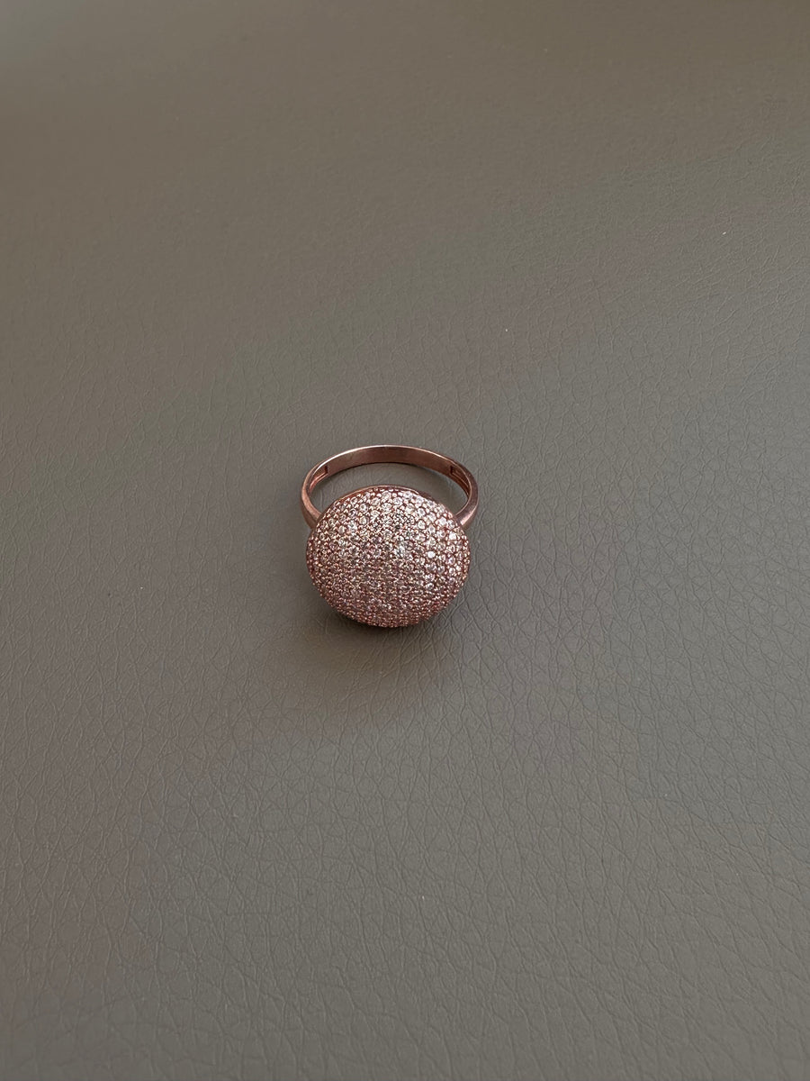 Alissa Rose Gold Pave Round Ring