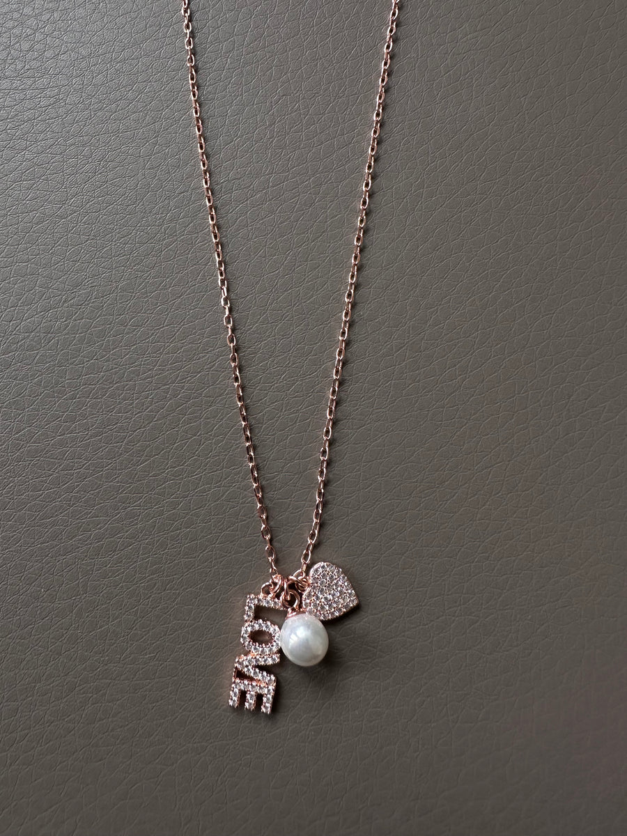 Alissa Rose Gold Love Pearl Necklace