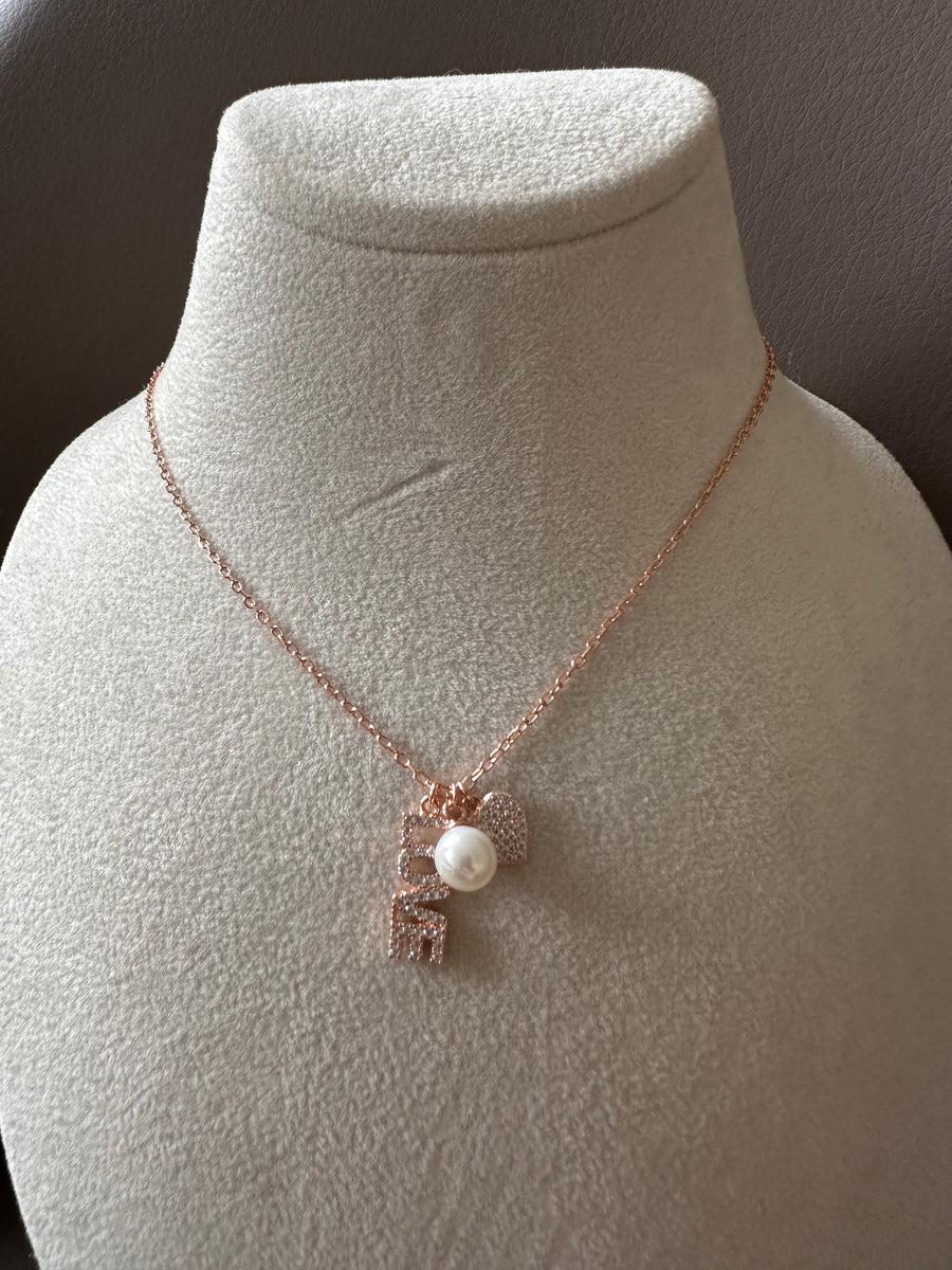 Alissa Rose Gold Love Pearl Necklace