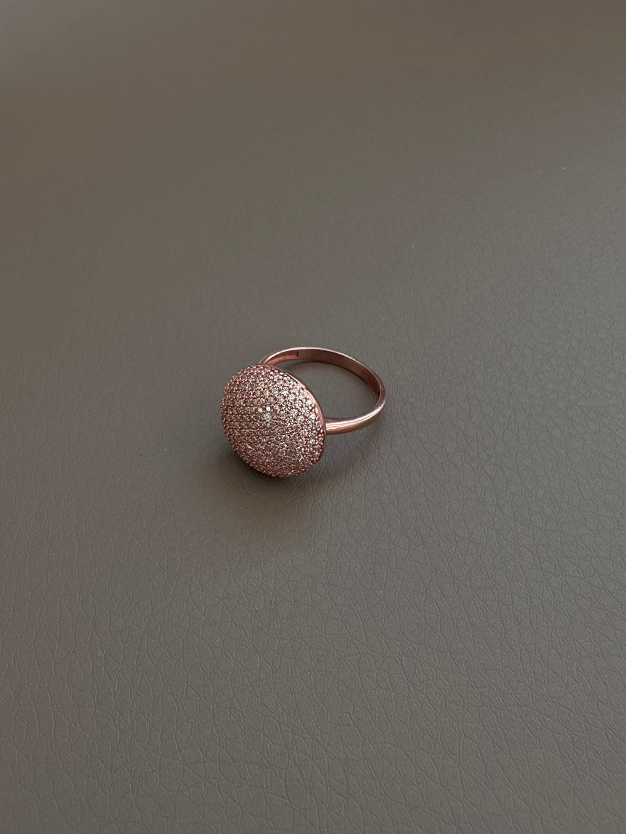Alissa Rose Gold Pave Round Ring