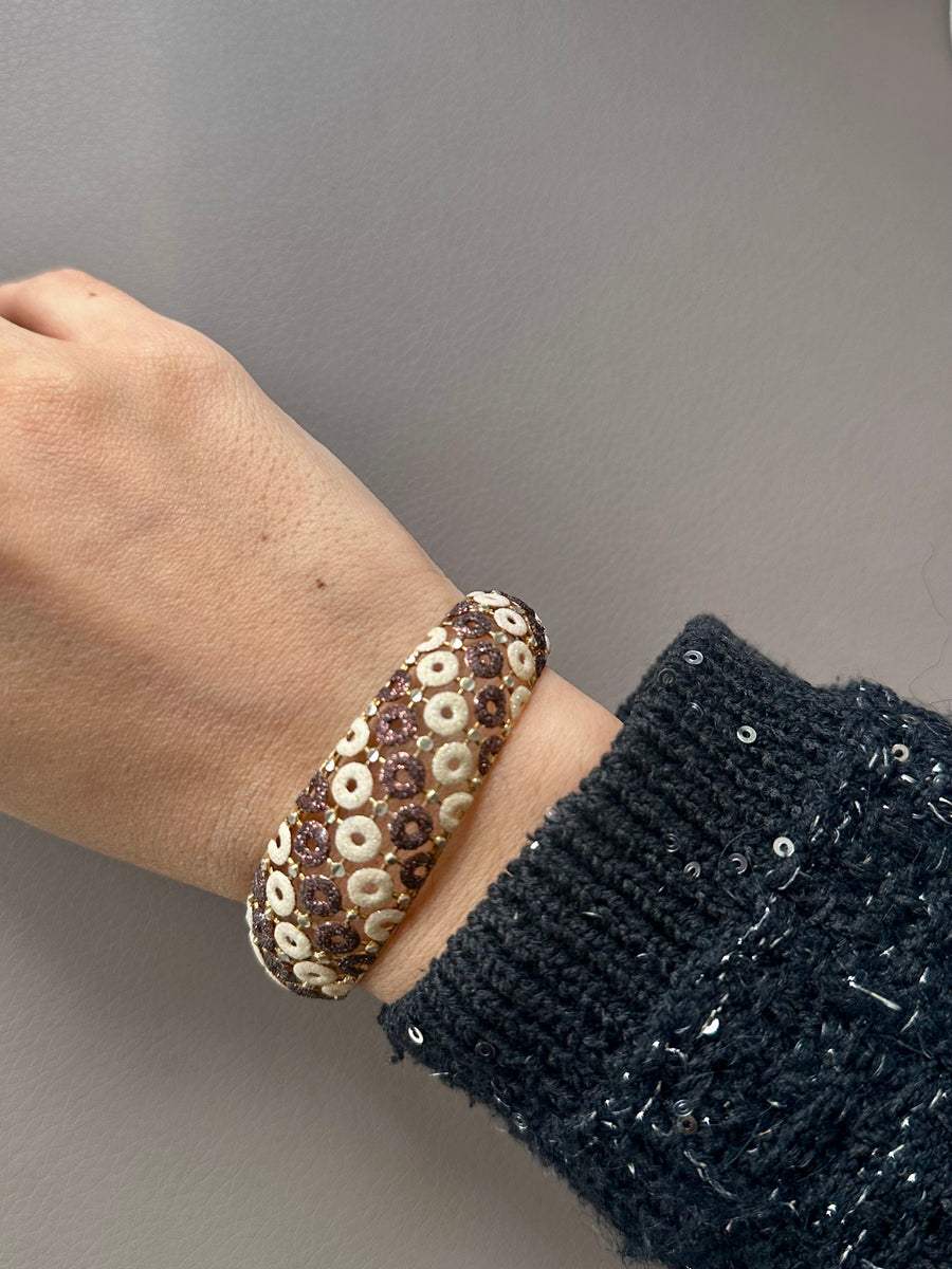 Alissa Brown & Cream Crochet Bangle