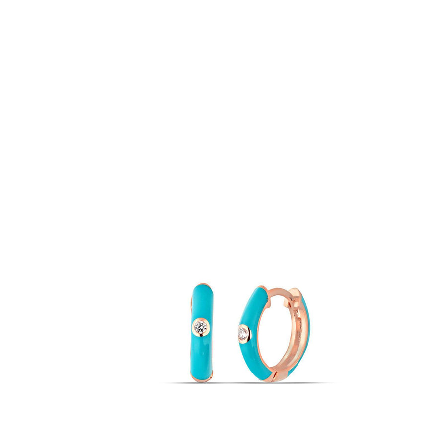Alissa Enamel Huggie Hoop Earrings-Earrings-Alissa-Turquoise-Emila-6