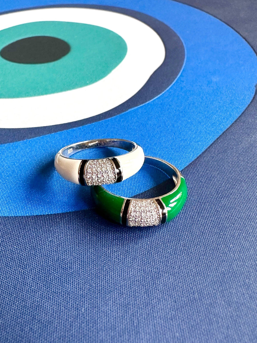 Alissa Enamel and Pave Ring-Emila-Green-Emila-1