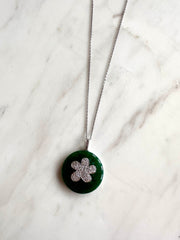 Alissa Green Flower Pave Necklace-Necklace-Alissa-Emila-1
