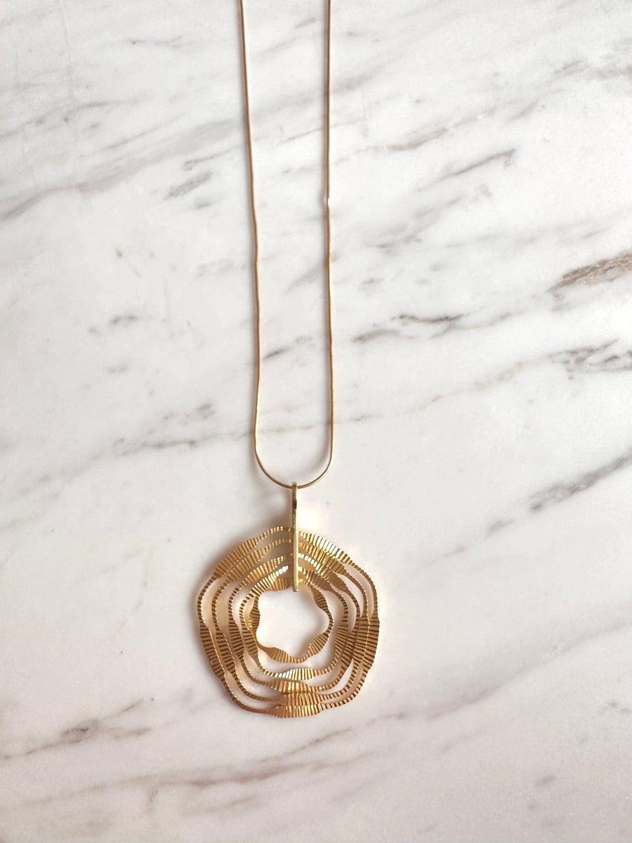 Alissa Intricate Gold Circular Pendant-Necklace-Emila-Emila-2