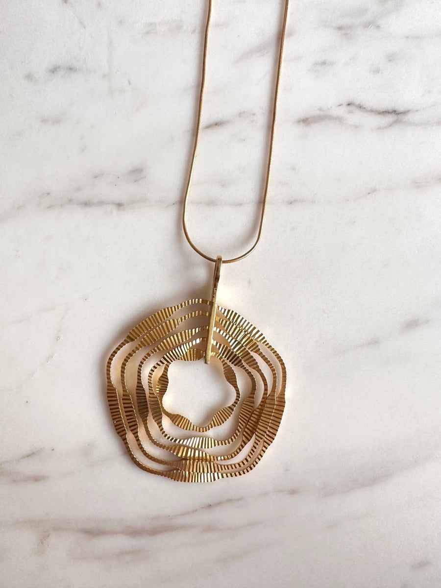 Alissa Intricate Gold Circular Pendant-Necklace-Emila-Emila-3