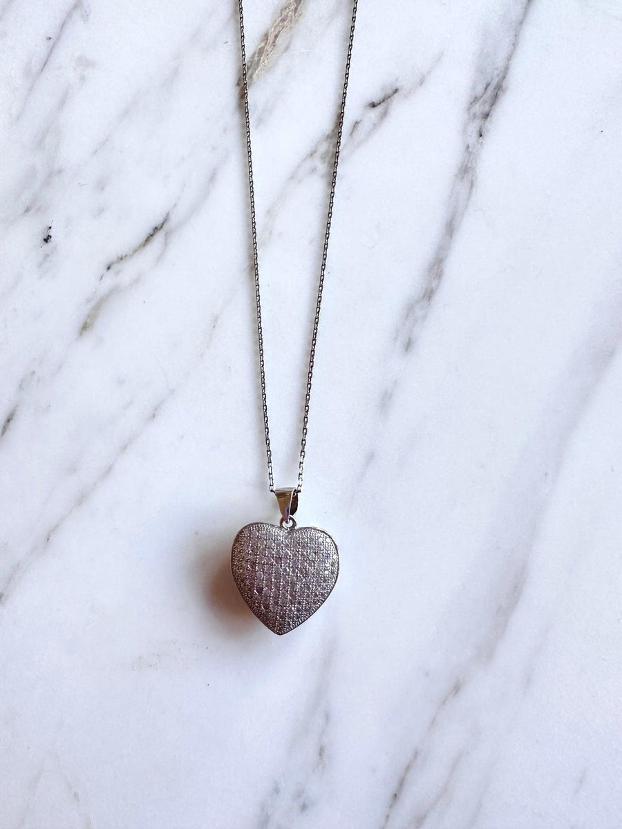 Alissa Large Silver Heart Necklace-Necklace-Alissa-Emila-2