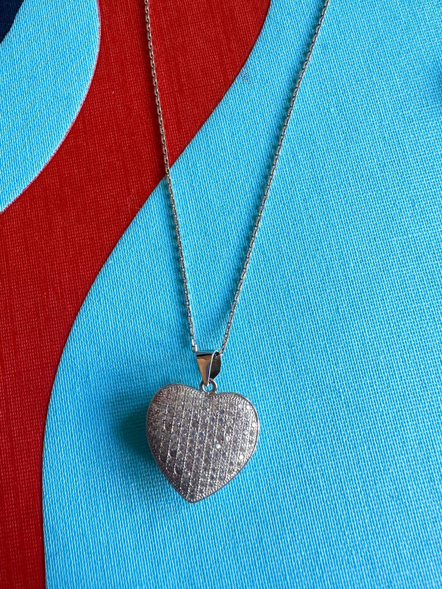 Alissa Large Silver Heart Necklace-Necklace-Alissa-Emila-3