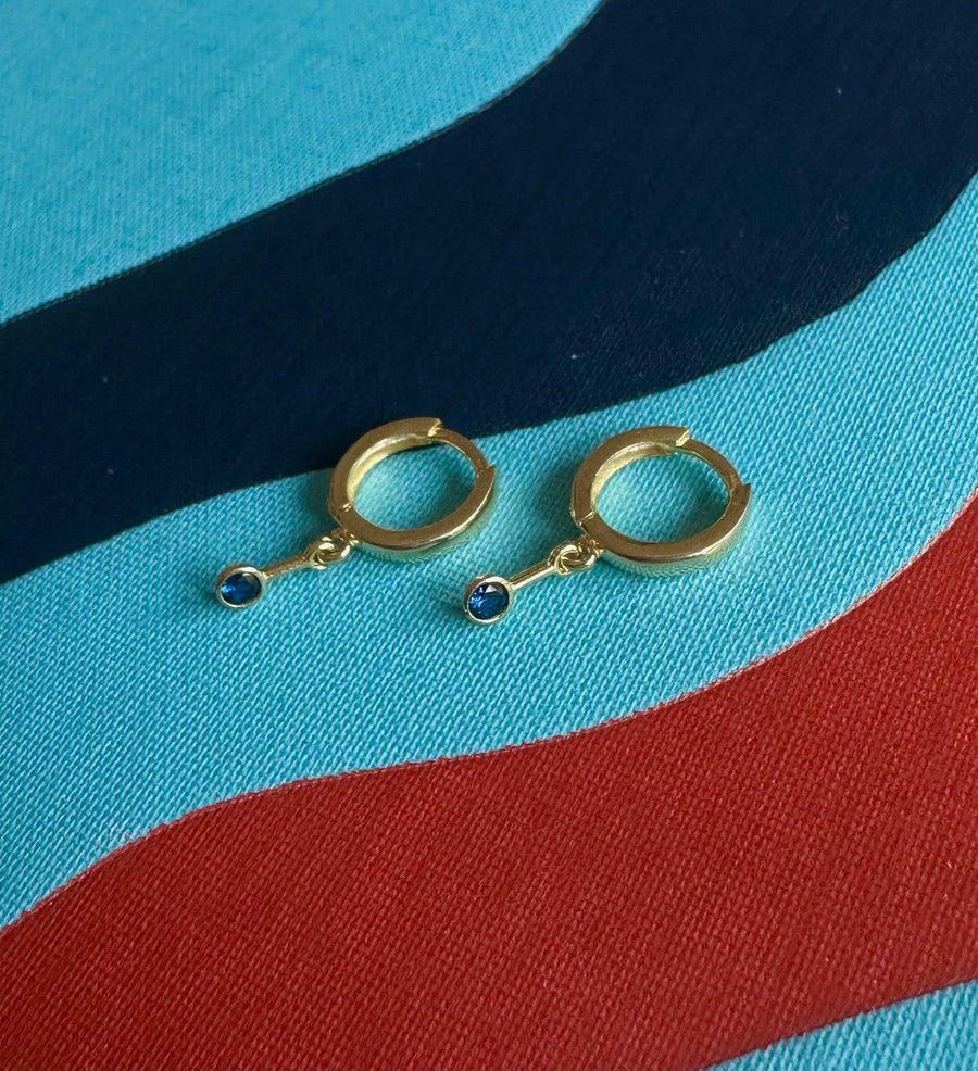 Alissa Mini Huggie Earring With Sapphire Stone-Earring-Alissa-Emila-2