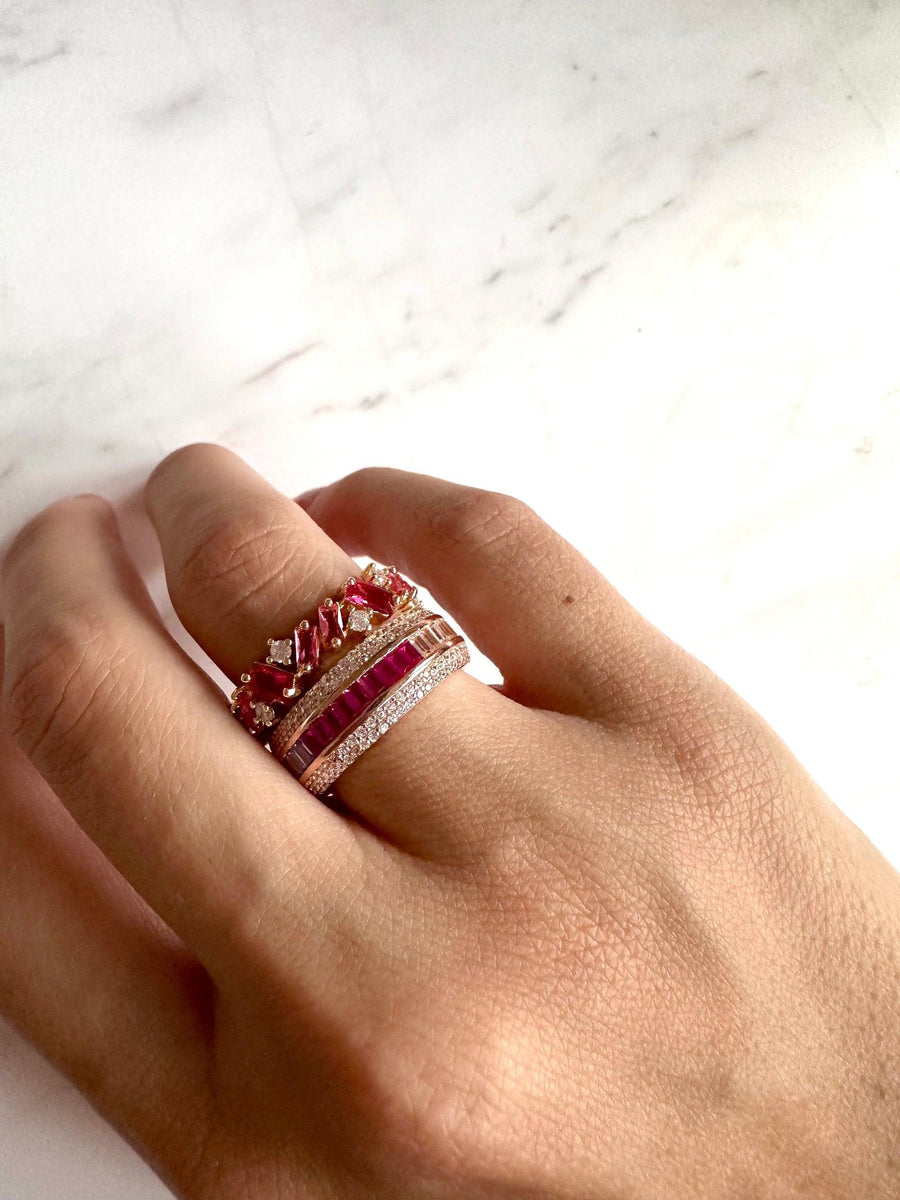 Alissa Ombre Multicolour Ring with Pave Border-Ring-Emila-7-Emila-2