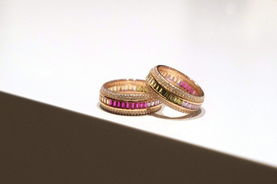 Alissa Ombre Multicolour Ring with Pave Border-Ring-Emila-7-Emila-4