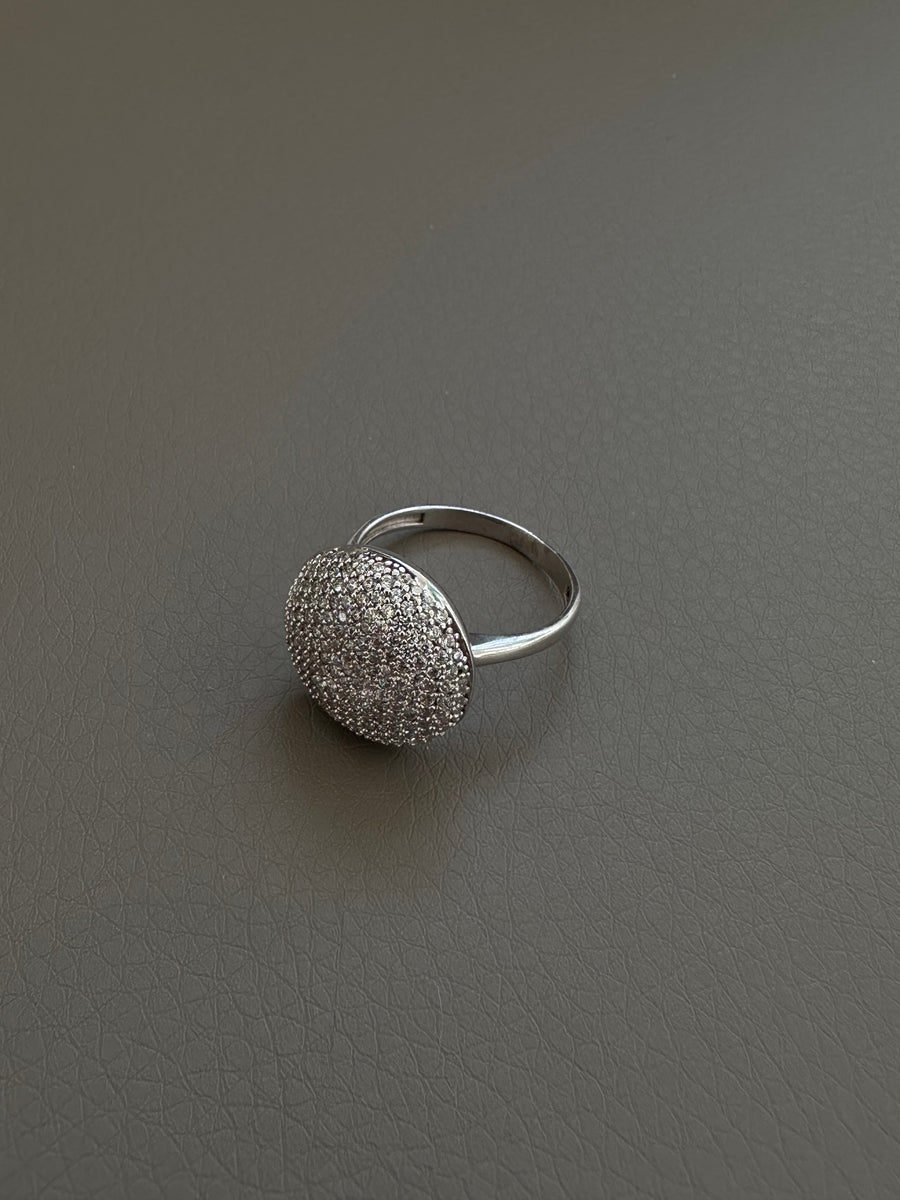 Alissa Silver Pave Round Ring