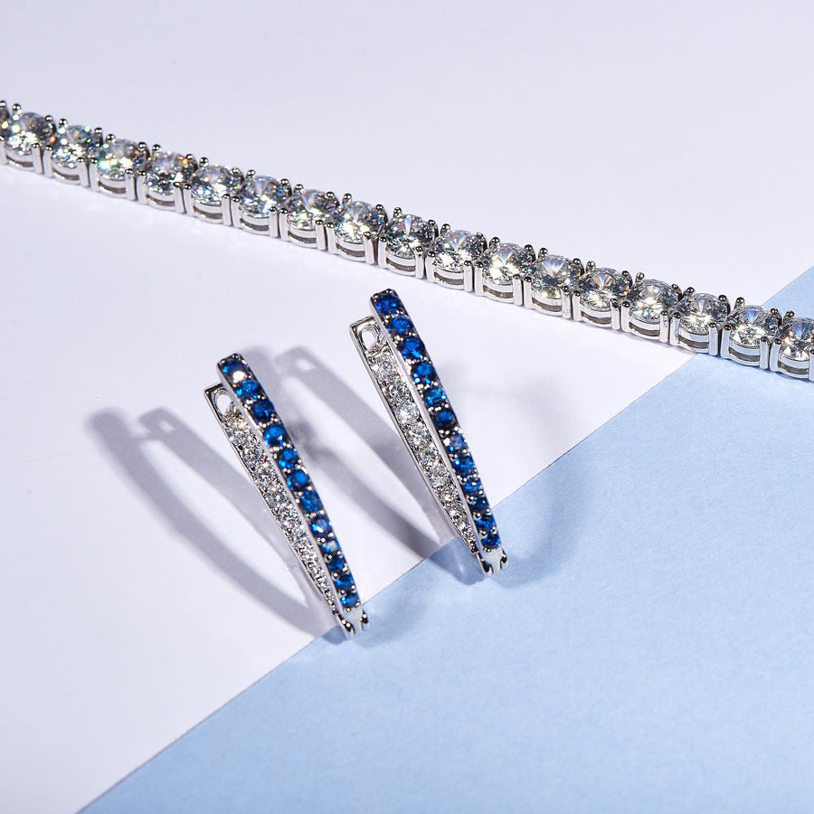 Lalou Sapphire Crystal Earrings-Earrings-Lalou London-Emila-1