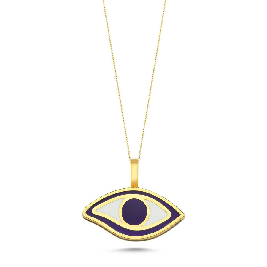Mers Enamel Evil Eye Necklace-Necklace-Mers-Brown and Pearl Enamel-Emila-6