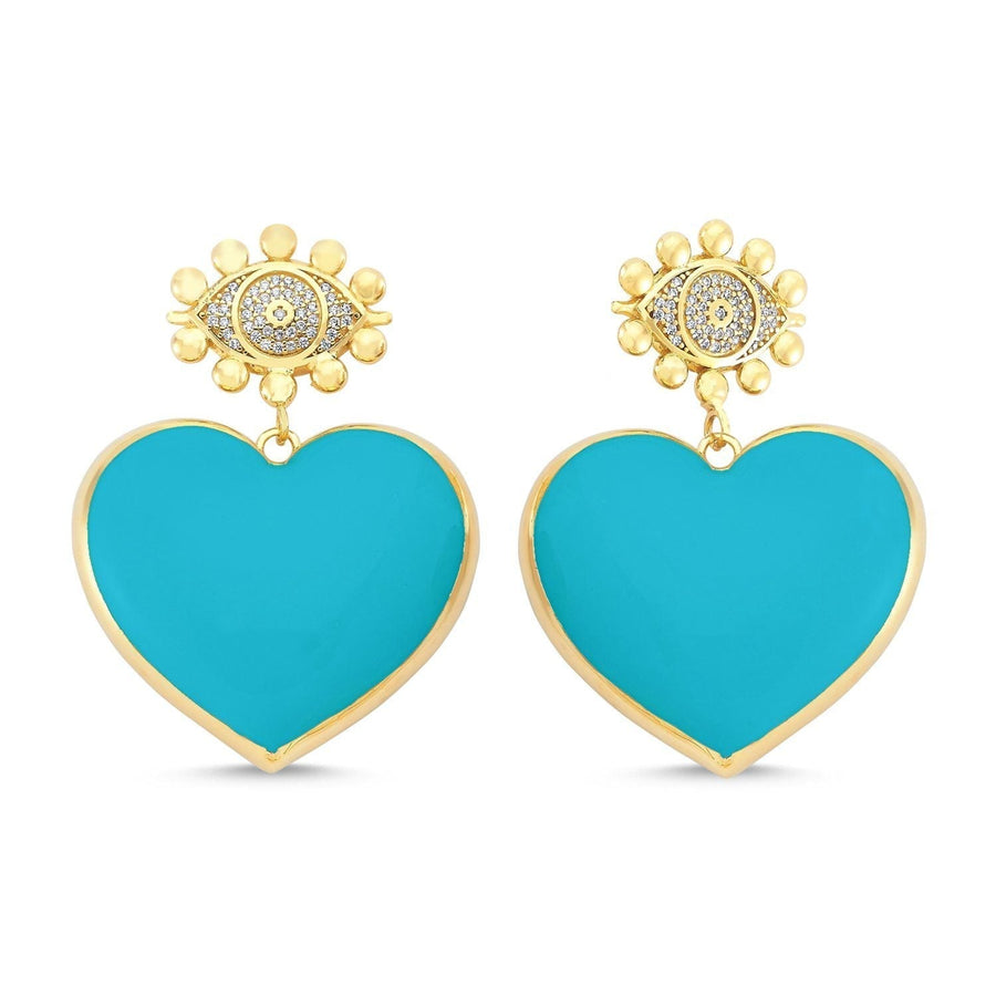Mers Enamel Heart Earrings-Earrings-Mers-Turquoise-Emila-3