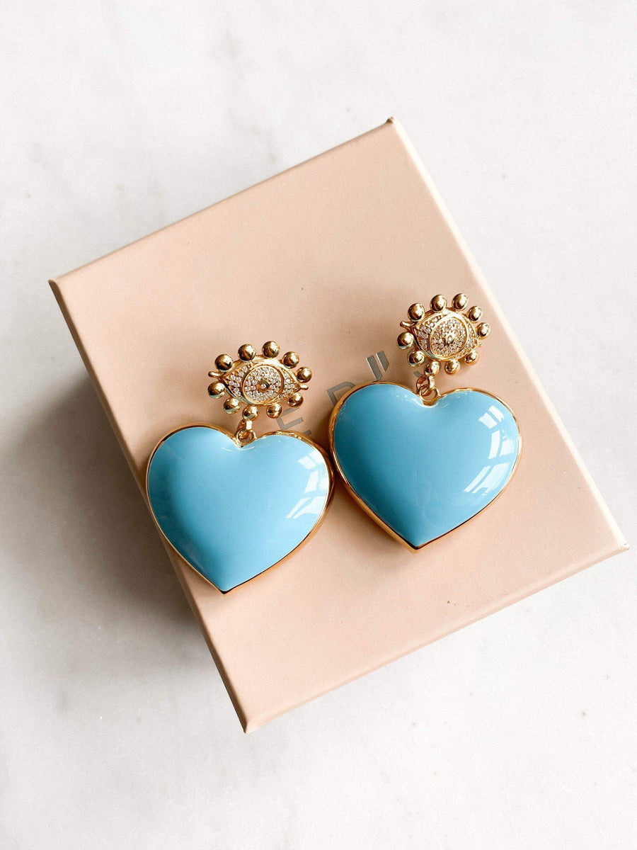 Mers Enamel Heart Earrings-Earrings-Mers-Turquoise-Emila-1