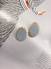 Mers Grey Enamel Oval Diamente Earrings-Earrings-Mers-Grey Enamel-Emila-1