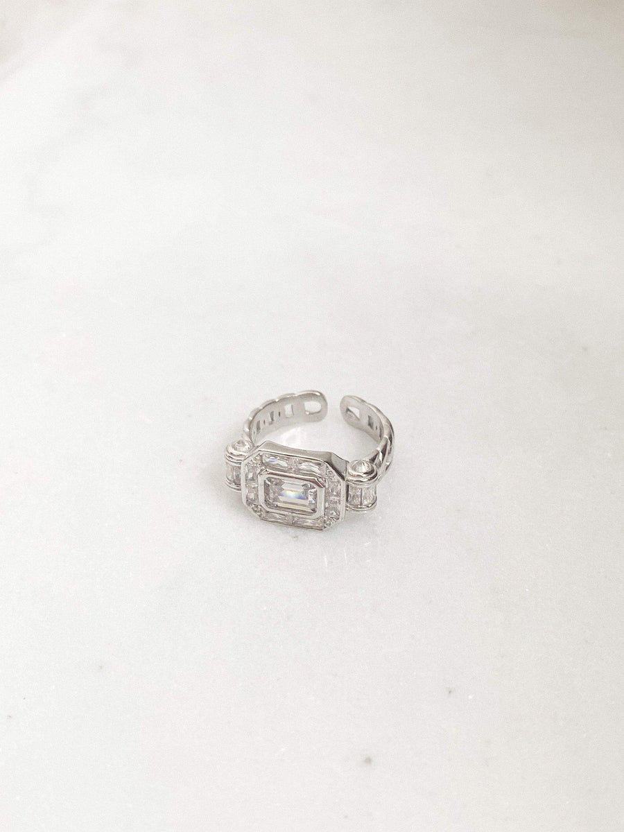 Alissa Adjustable Art Deco Ring with Zirconia-Ring-Alissa-Silver-Emila-2