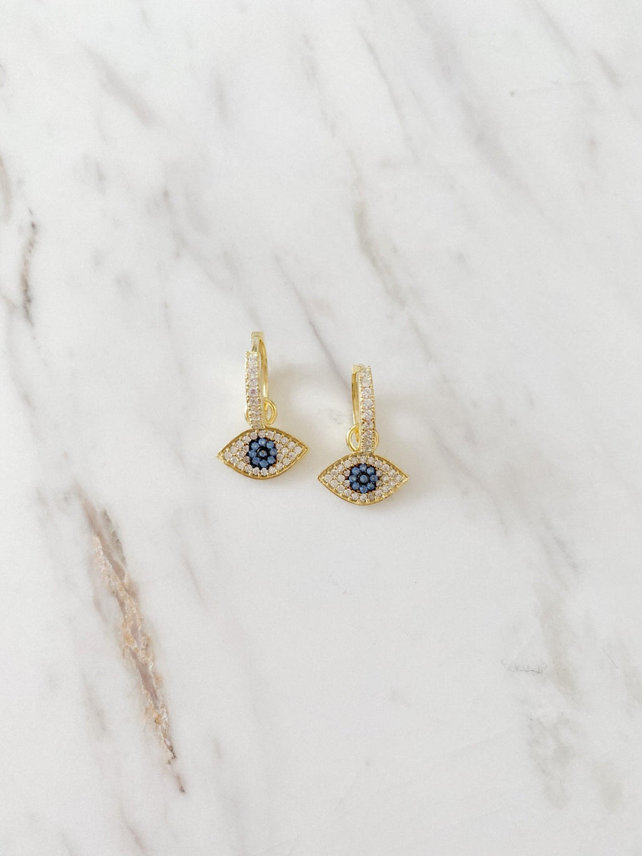 Alissa Gold & Turquoise Evil Eye Earrings-Earrings-Alissa-Emila-2