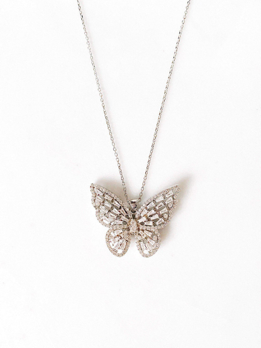 Alissa Large Butterfly Necklace-Necklace-Alissa-Silver-Emila-1