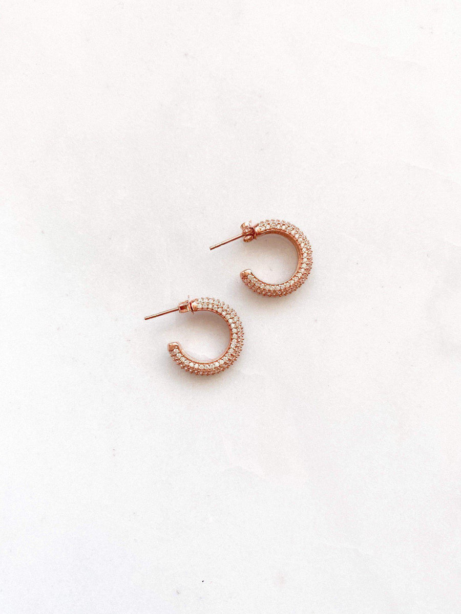 Alissa Mini Pave Hoops-Earrings-Alissa-Rose Gold-Emila-3