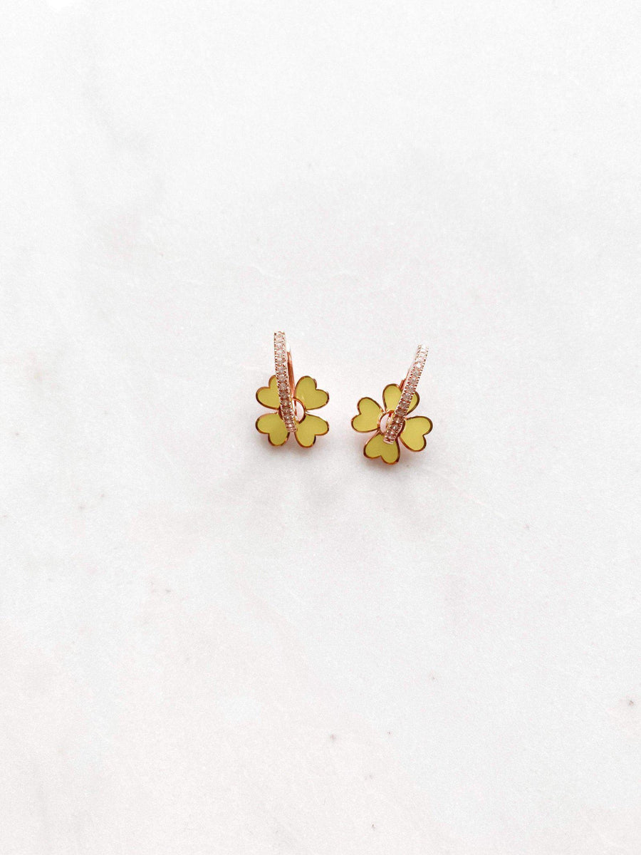 Alissa Neon Yellow Clover Earrings-Earrings-Alissa-Emila-2