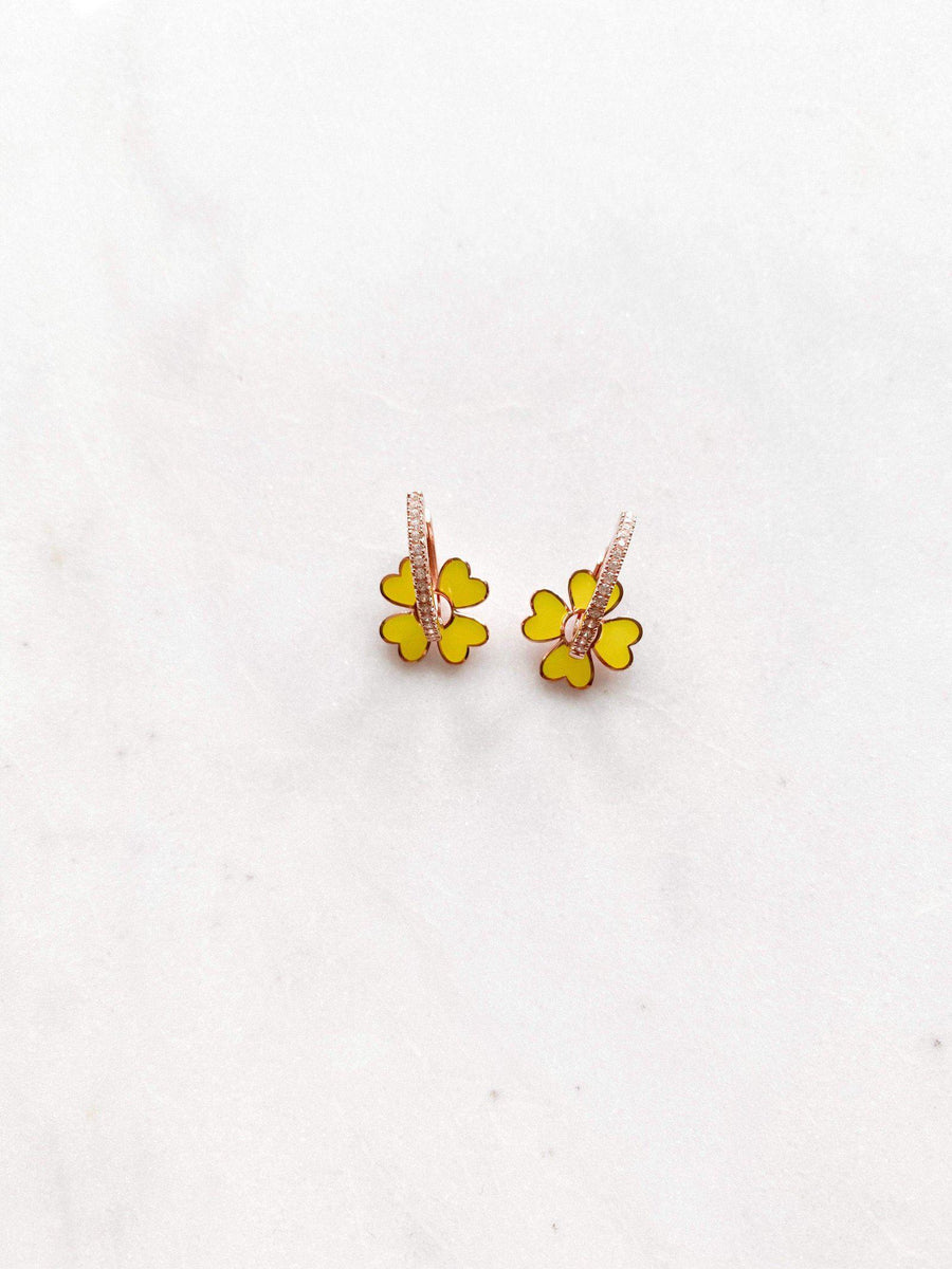 Alissa Neon Yellow Clover Earrings-Earrings-Alissa-Emila-1