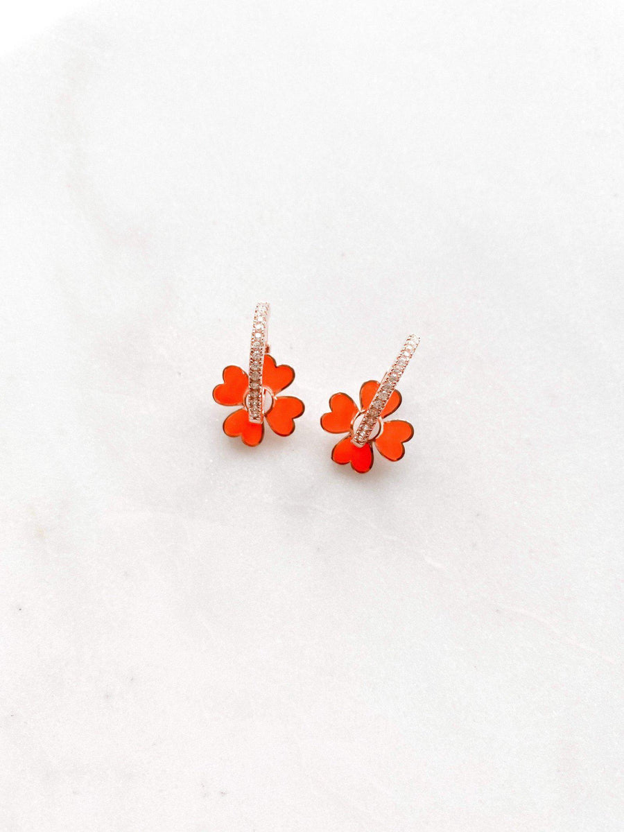 Alissa Orange Enamel Clover Earrings-Earrings-Alissa-Emila-2