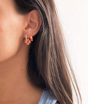 Alissa Orange Enamel Clover Earrings-Earrings-Alissa-Emila-1